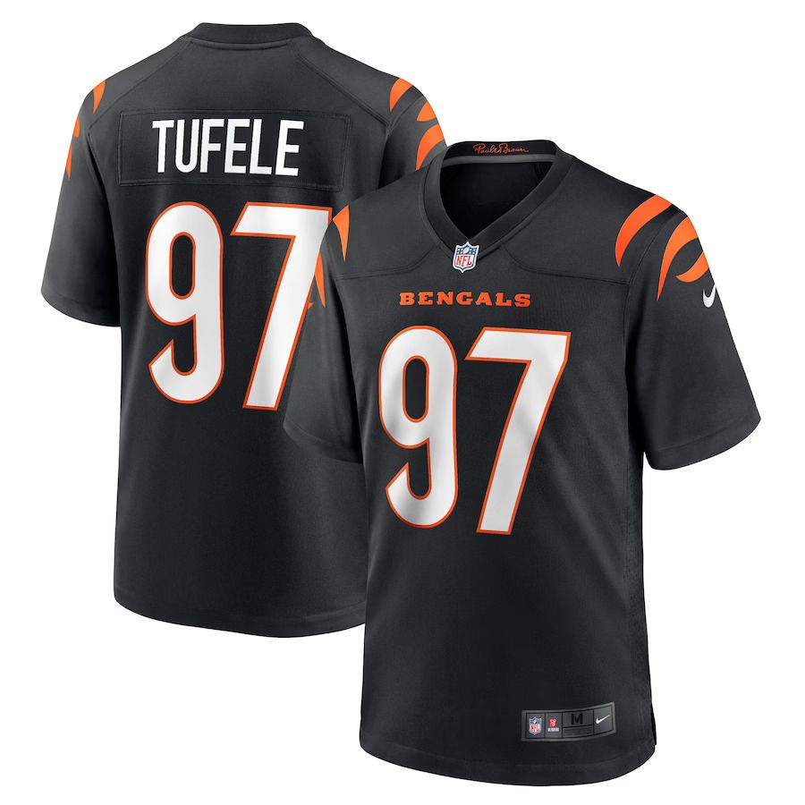 Men Cincinnati Bengals 97 Jay Tufele Nike Black Game Player NFL Jersey
